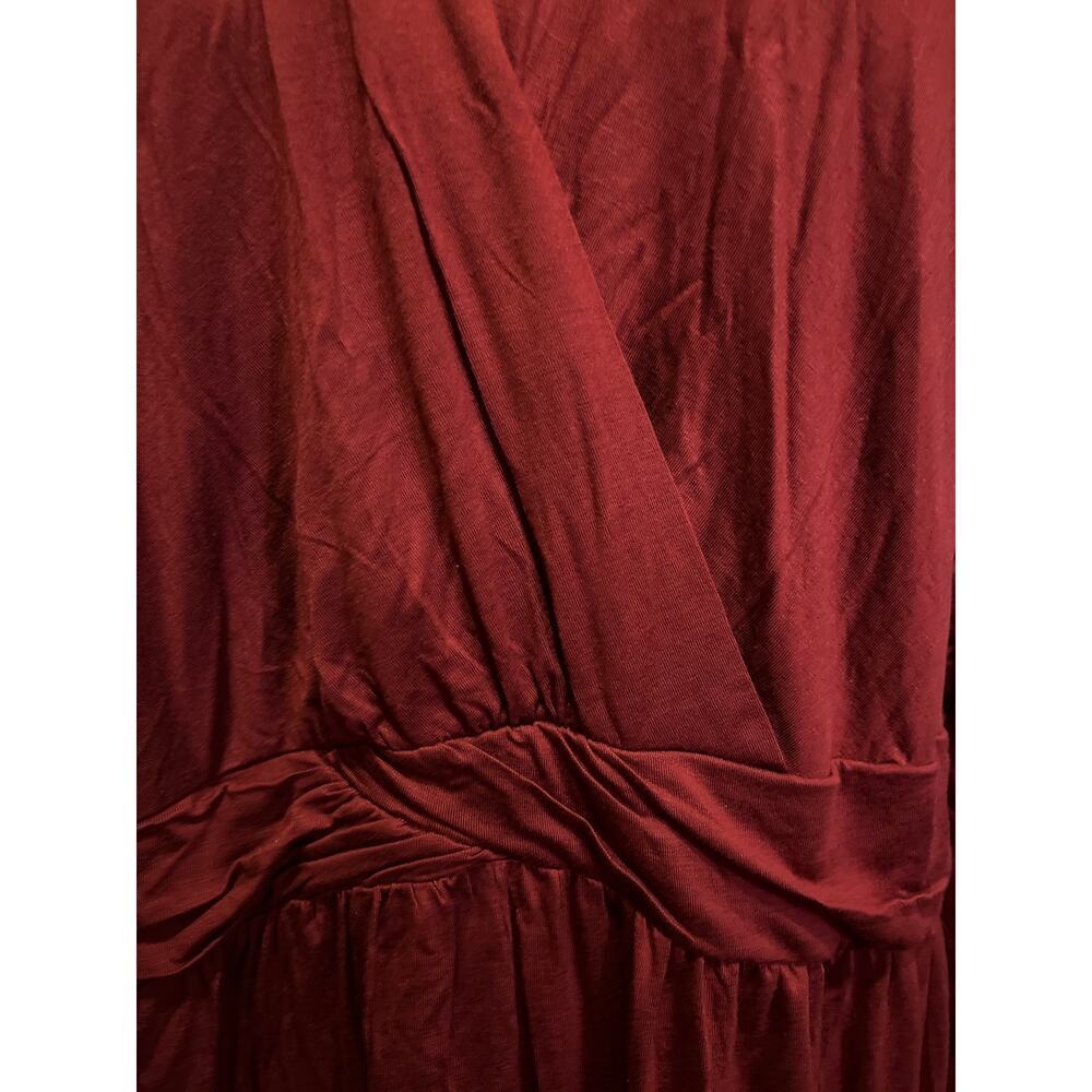 Long Sleeve V-Neck Ruched Tunic Top Dark Red NWT Size 5XL - Picture 5 of 11